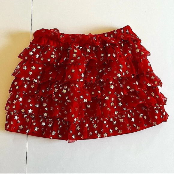 𝅺Red and silver metallic stars ruffled tutu size 24 months - Picture 1 of 6